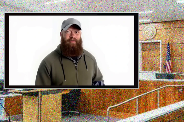 An AI-generated version of Christopher Pelke is shown as a composite image.