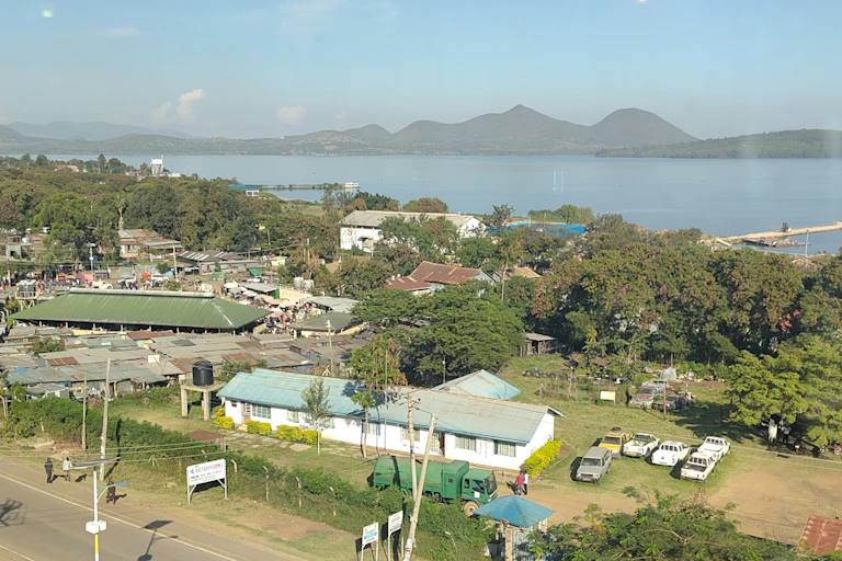 View of a Kenyan town on Lake Victoria.