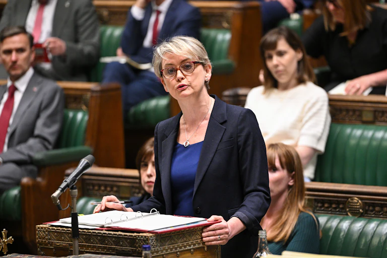 The home secretary, Yvette Cooper, speaking to the House of Commons