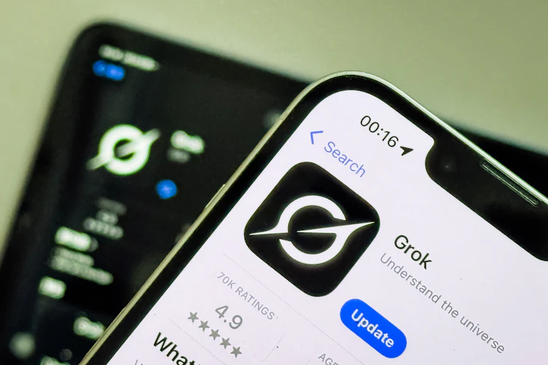 two smartphones, one on top of the other, both showing an icon of a circle with a diagonal slash through it