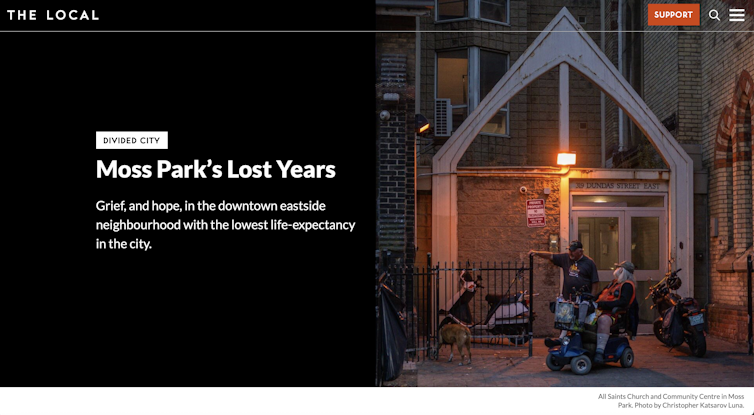 Fundaciones de la comunidad canadiense se morta para apoyar las noticias locales, invitándola a lo esencial para la democracia 1 Historia de captura de pantalla de Moss Park