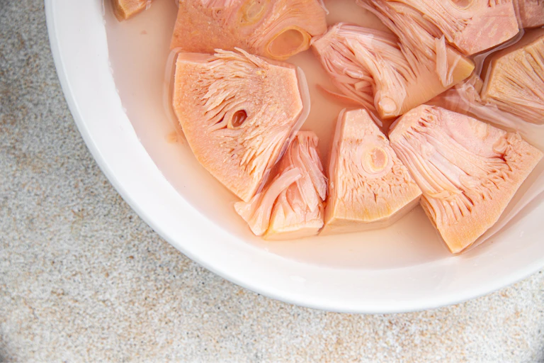 Canned jackfruit on a plate