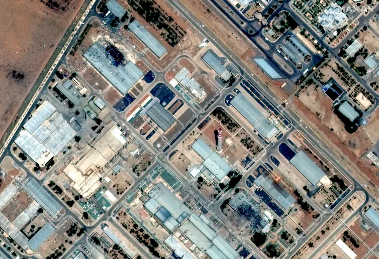 An aerial view of a nuclear facility.