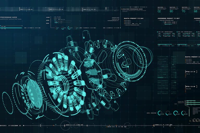 Recreación informática de piezas de un dispostivo de alta tecnología