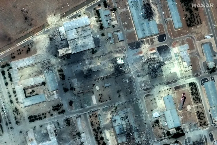Extensive damage at the Isfahan nuclear site in Iran after US airstrikes.