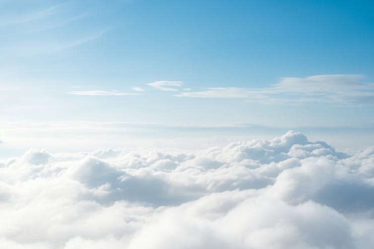 fluffy white clouds.