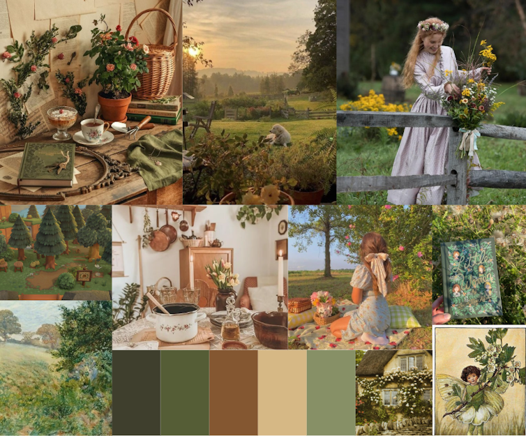 ¿Quién decide ahora qué es hermoso en las redes sociales? 3 Collage de la imagen estética establece _Cottagecore_.