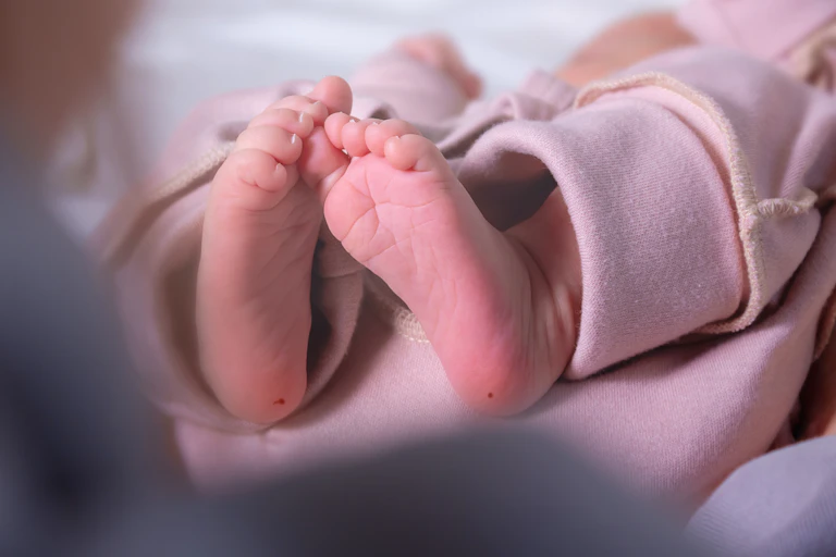 Baby's feet after heel prick test