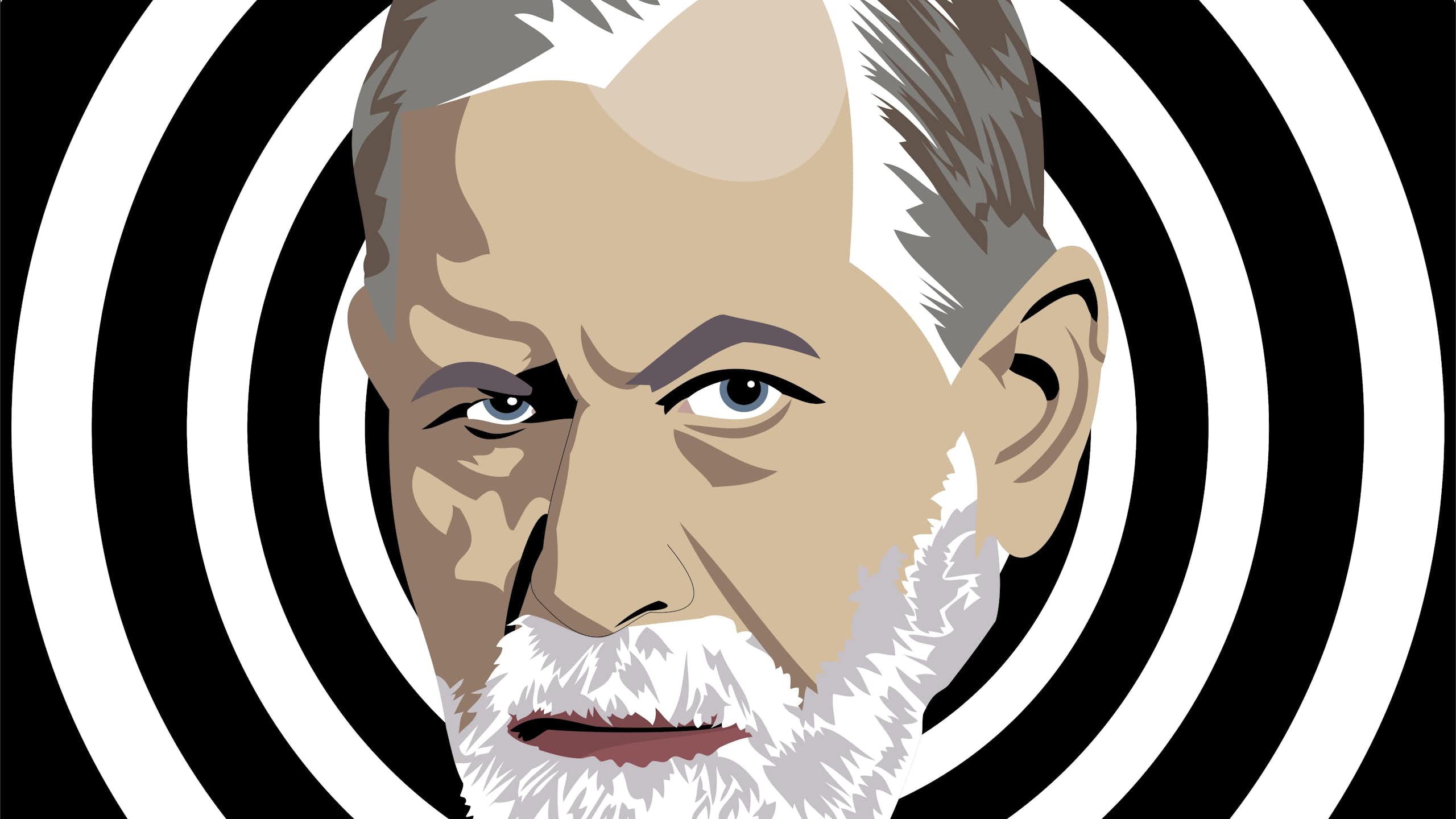 Retrato con estilo moderno de un hombre con barba blanca