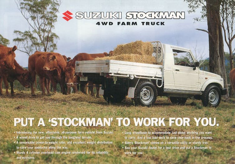 A 1993 ad for a Suzuki Sierra Stockman ute.