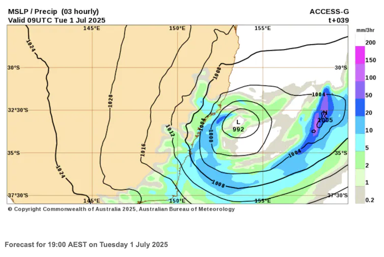 weather map showing NSW winter storm.
