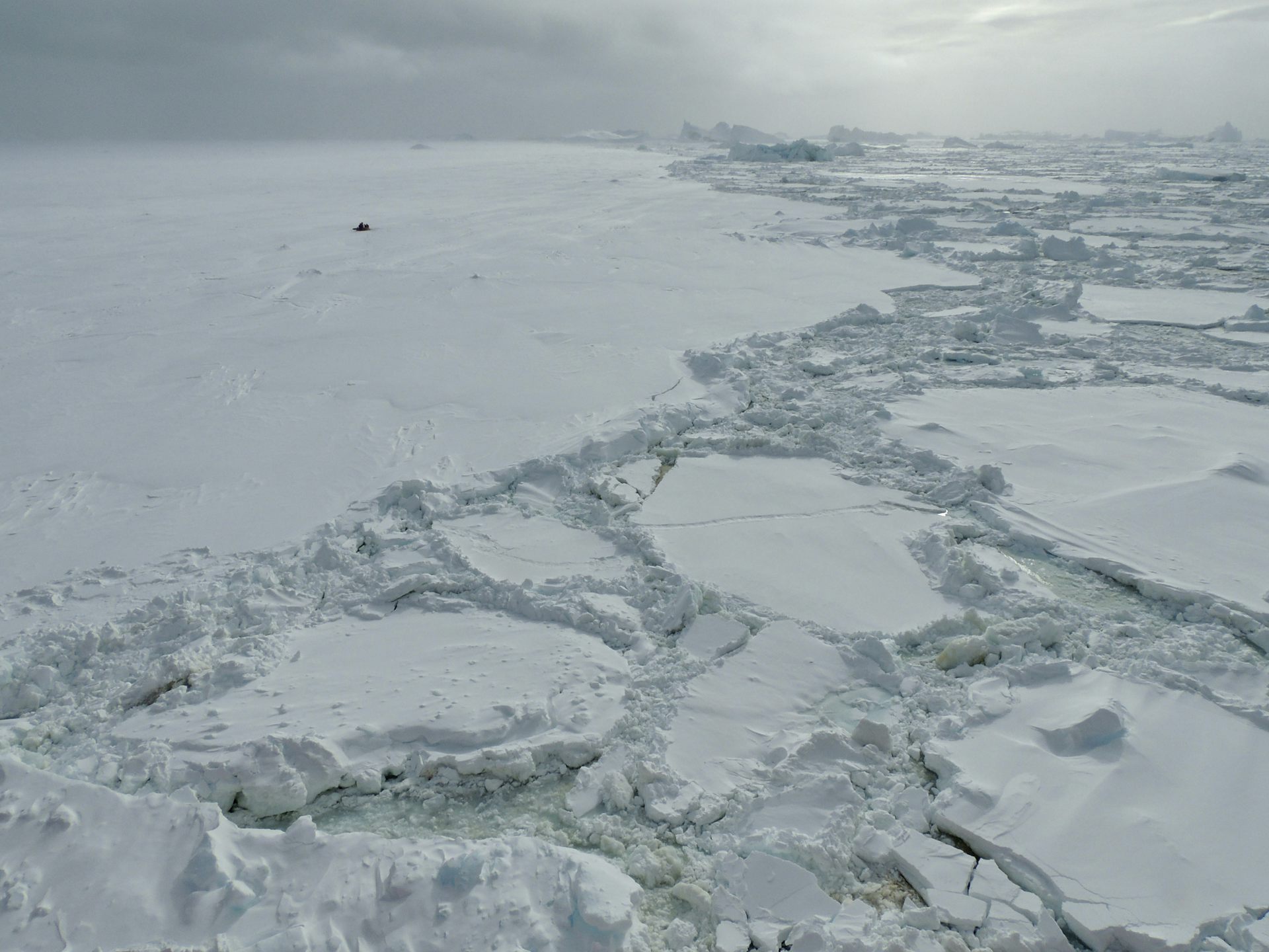 An aerial view of sea ice.