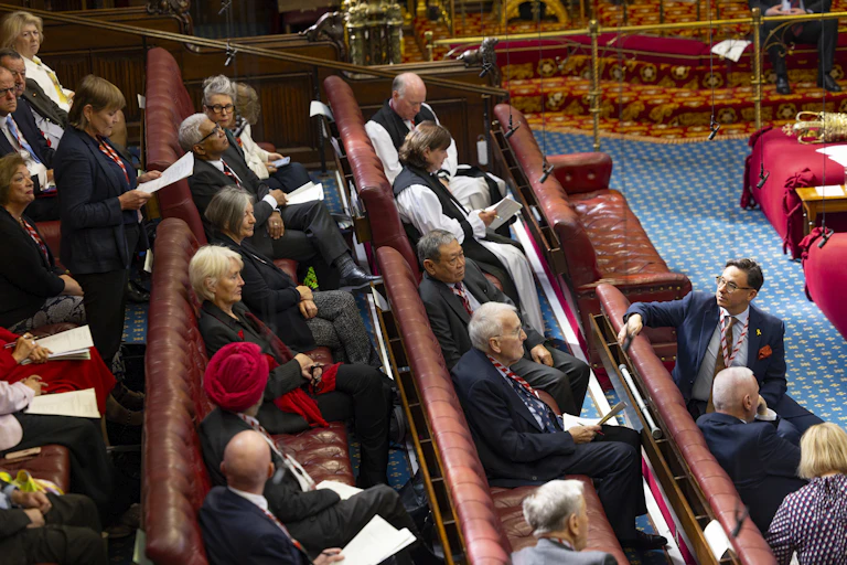 The House of Lords chamber in parliament.