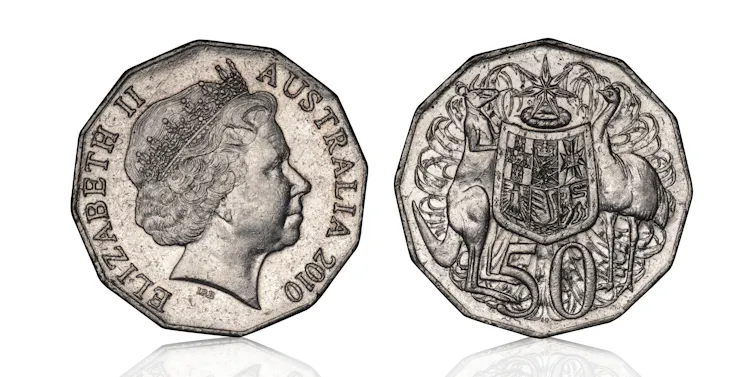 Australian 50 cent coin from Elizabeth 2010.