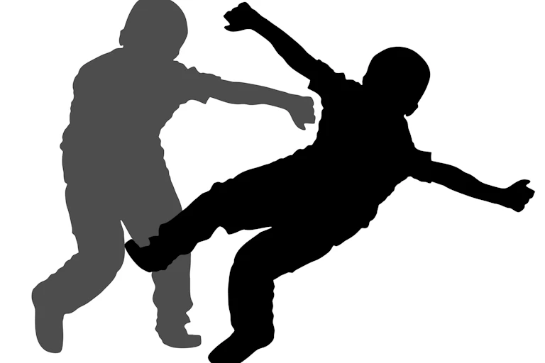 Silhouettes of children fighting