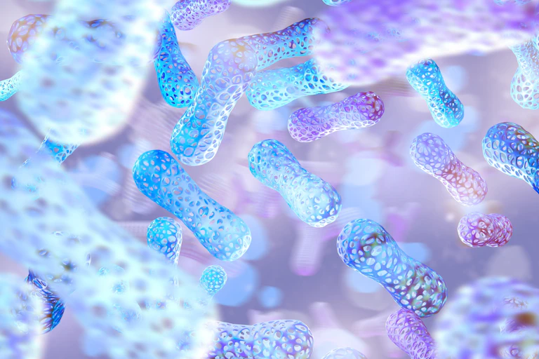 Fondo de los probióticos. Microbioma en el cuerpo humano.