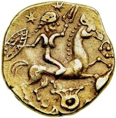 Représentation féminine sur une monnaie gauloise, IIe siècle av J.-C.