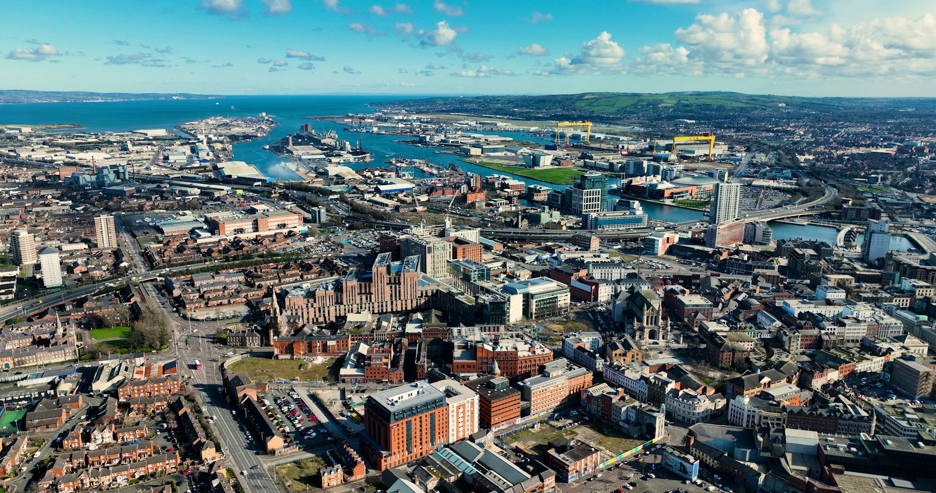 Aerial photo of Belfast City Skyline Cityscape Northern Ireland