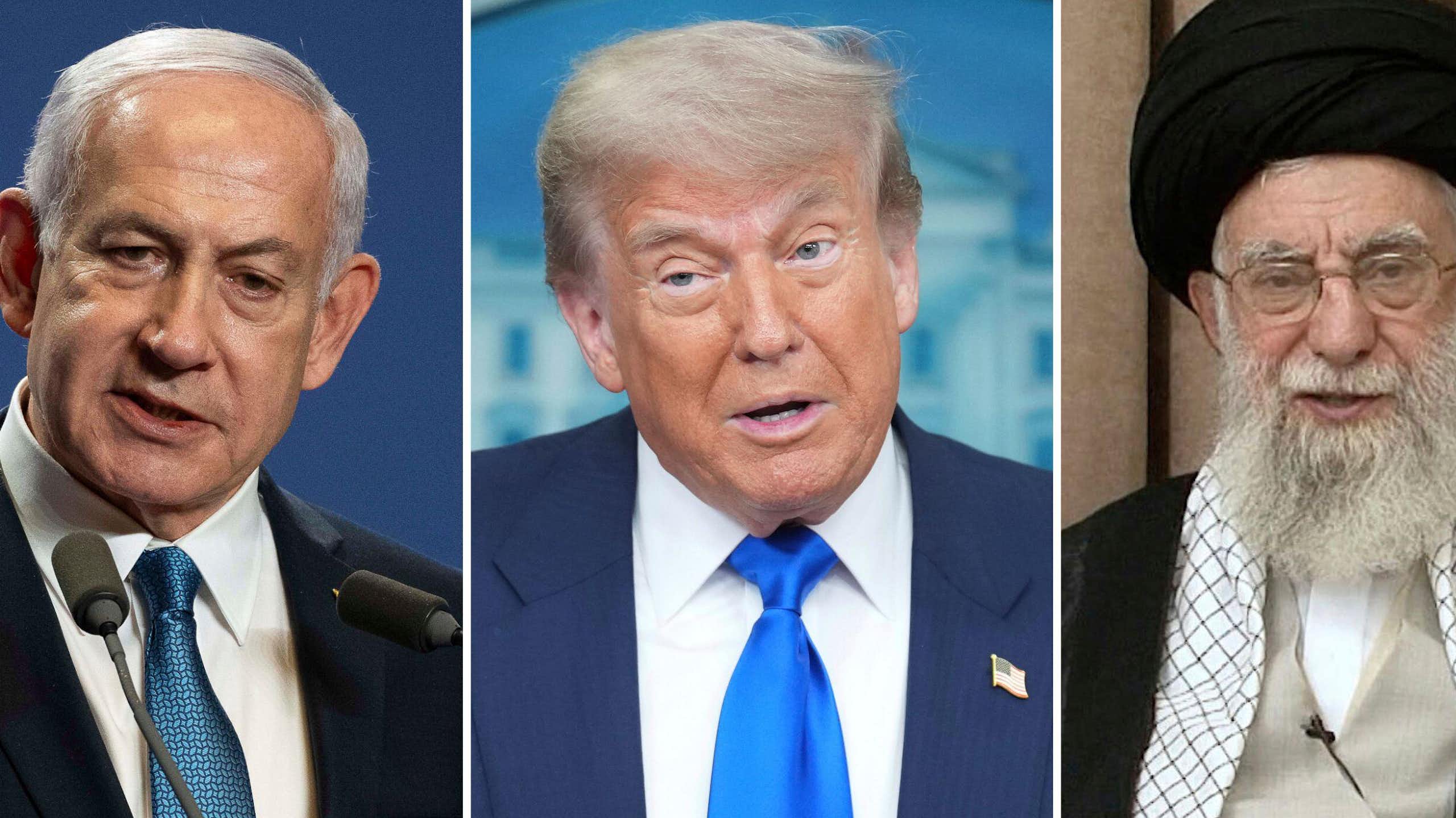 Israeli prime minister Benjamin Netanyahu, US president Donald Trump, Iranian supreme leader Ali Khamenei