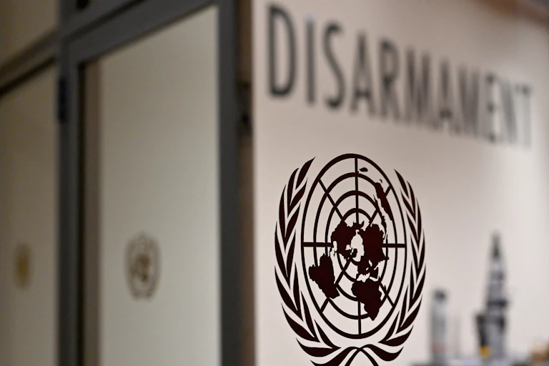 A display of the United Nations logo.
