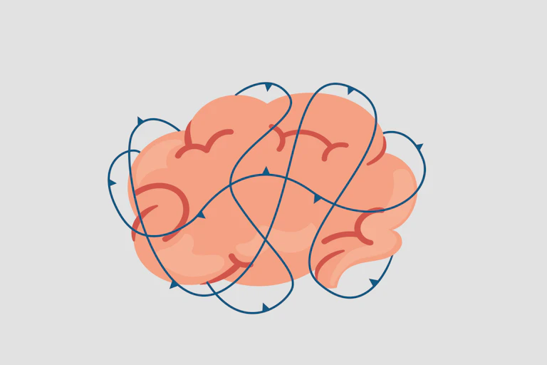 Ilustração de um cérebro com espinhos enrolados em torno dele