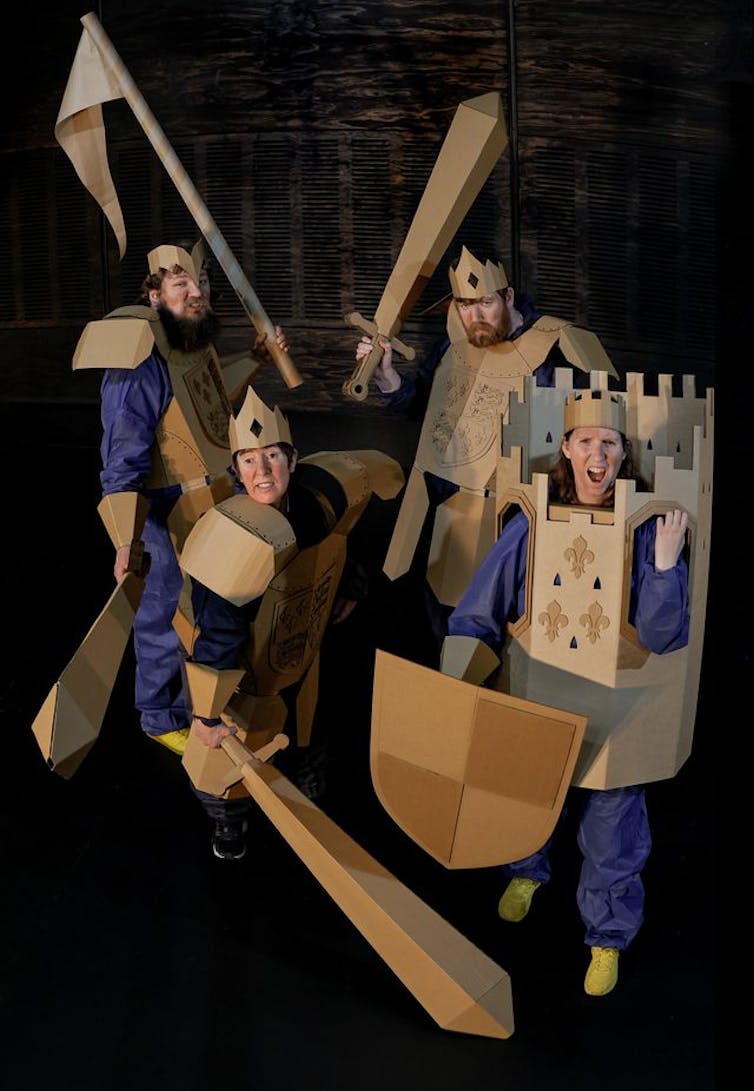 The cast dressed for battle.