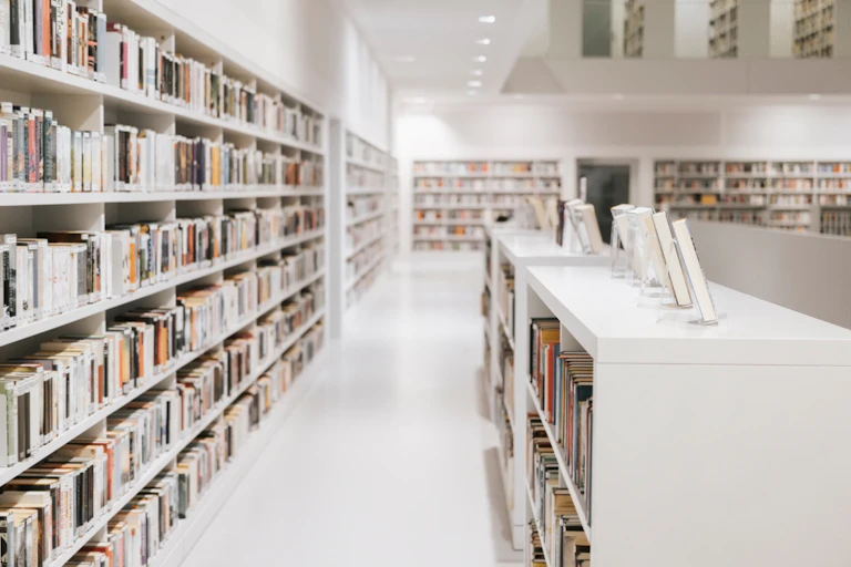 le rayons d'une bibliothèque très élégante