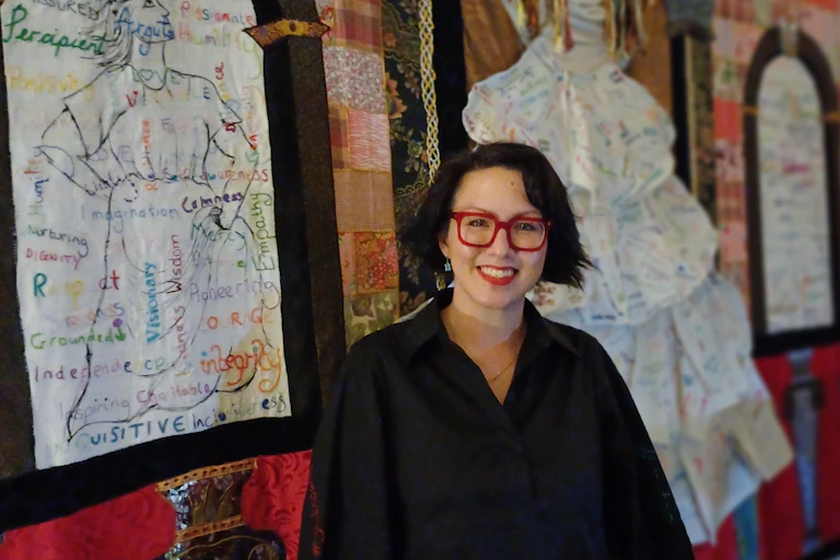 The author with her artwork