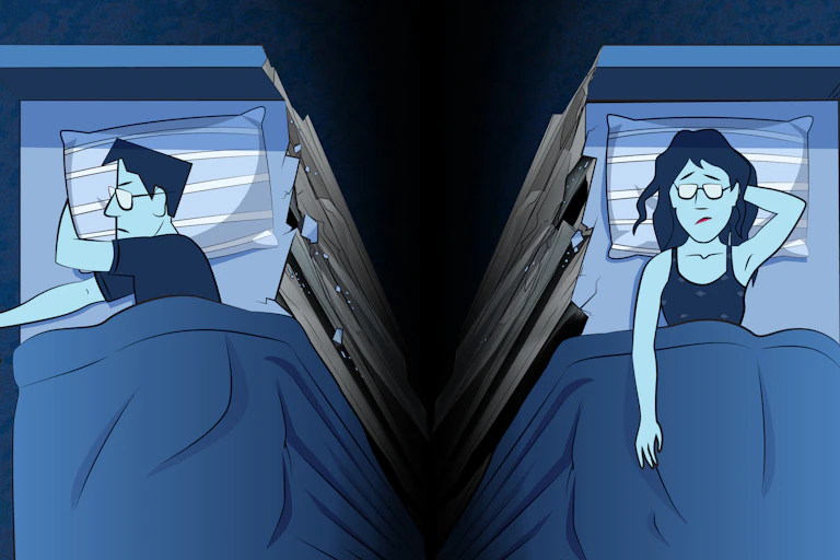A cartoon illustrartion of a couple