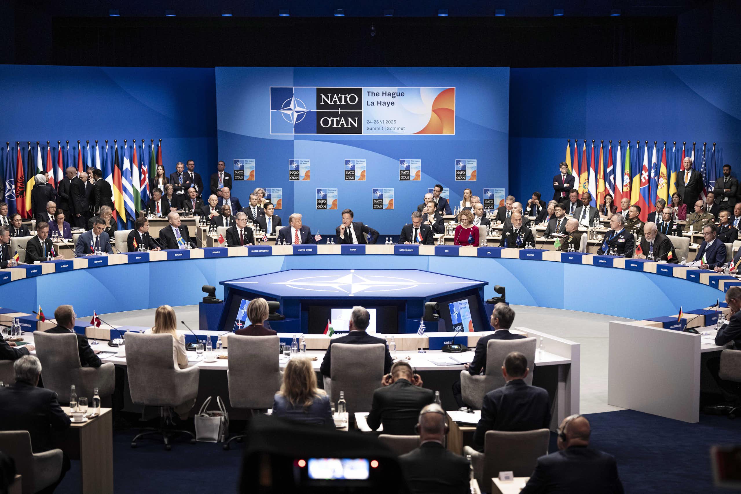 NATO Secretary General Mark Rutte addersses the NATO Summit at the World Forum in The Hague, The Netherlands, 25 June 2025.