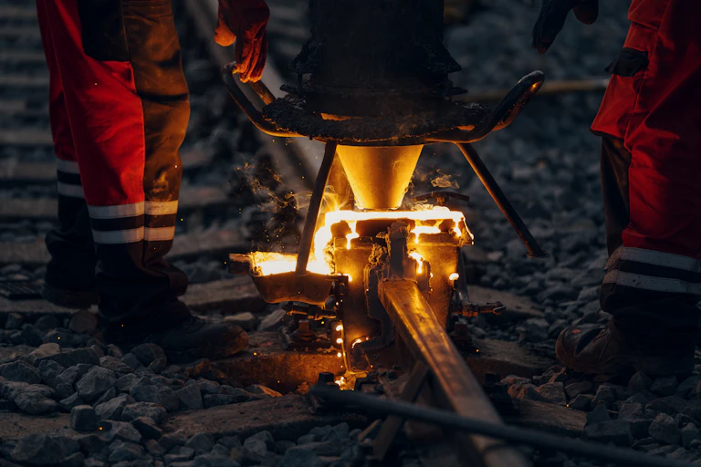 des techniciens effectuent la maintenance de rails