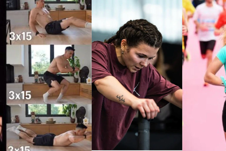 Posts Instagram de Tibo Inshape, Juju Fitcats et Marine Leleu, trois influenceurs fitness.
