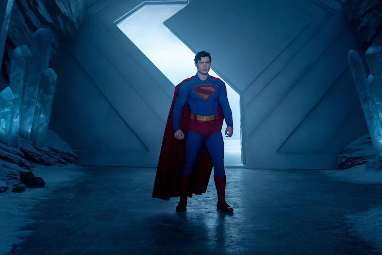 David Corenswet as Superman in his secret hideout.