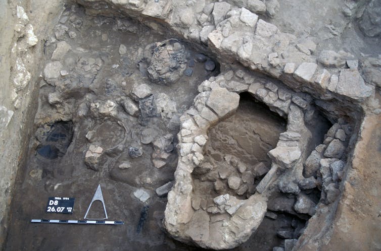 A kitchen that has been excavated