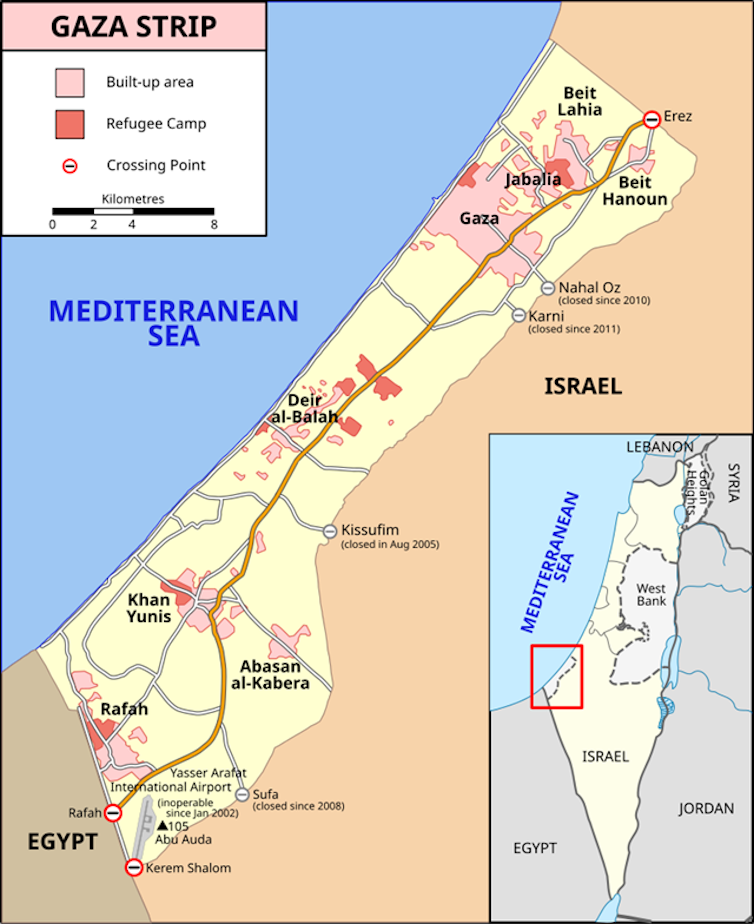 Map of Gaza updated in 2024.