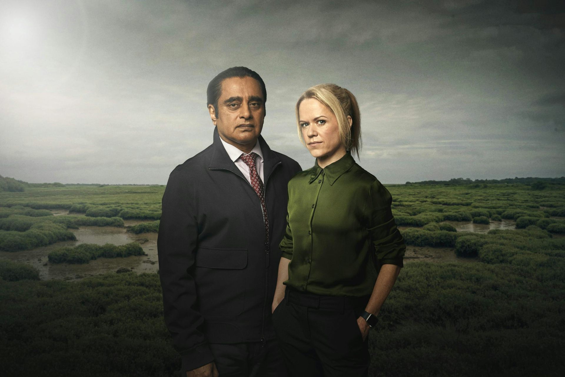 Sinéad Keenan and Sanjeev Bhaskar as DCI Jess James and DI Sunil 'Sunny' Khan