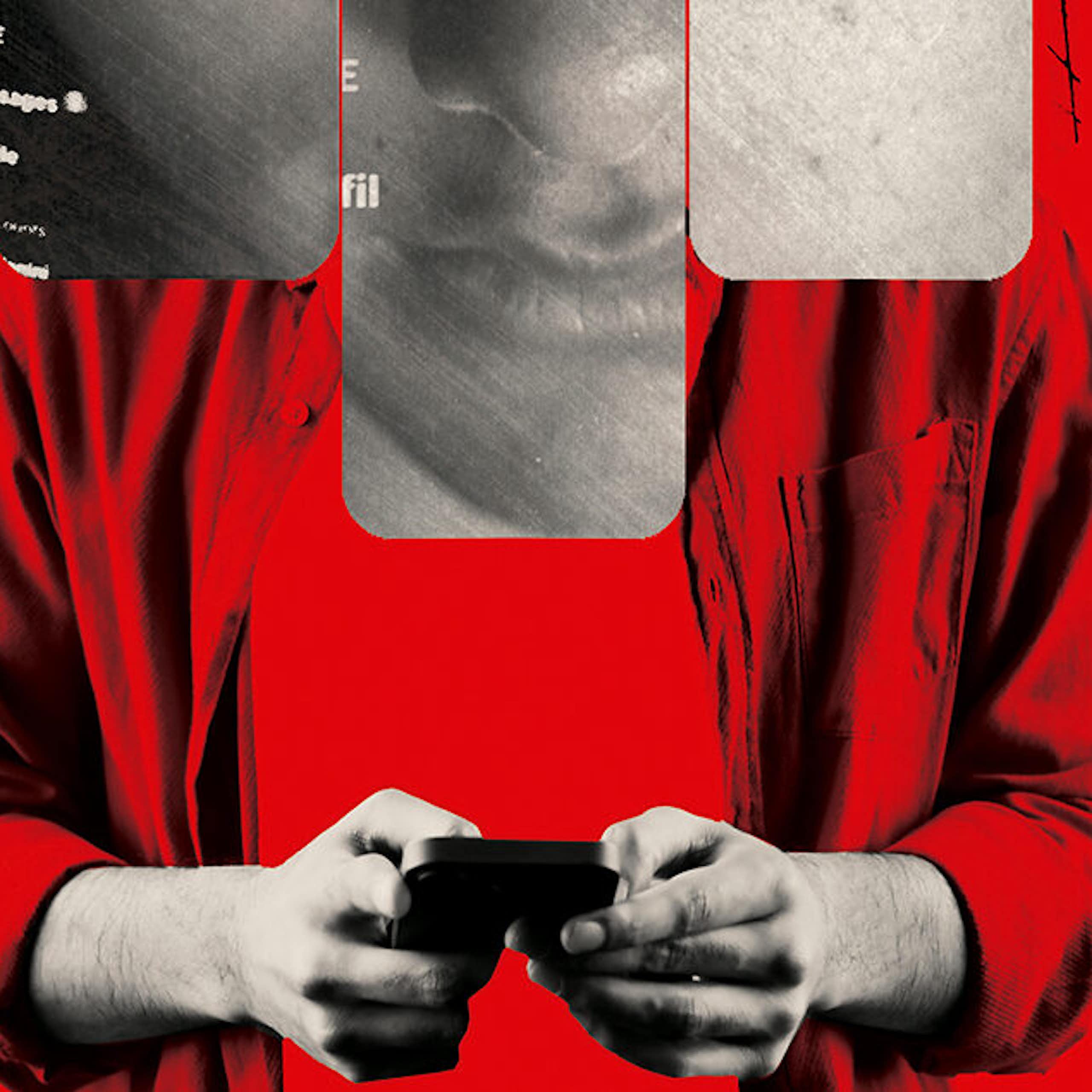 Ilustración que muestra una persona escribiendo en el móvil