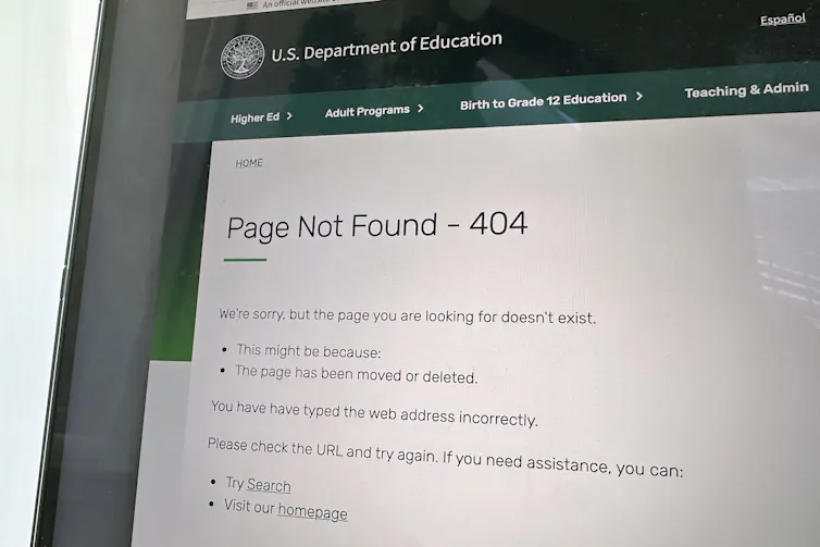 A web page that says 'page not found.'