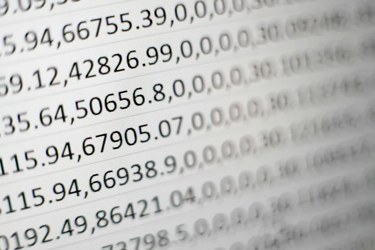 Digital numbers in rows seen vanishing.