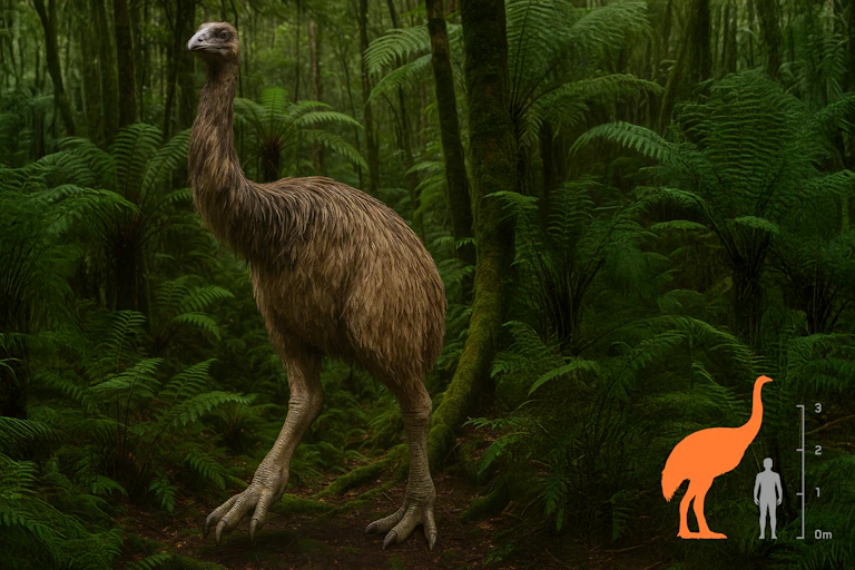 An artist's impression of the South Island giant moa