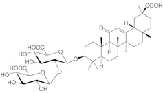 Schéma de l’acide glycyrrhizique, responsable des effets indésirables de la réglisse.