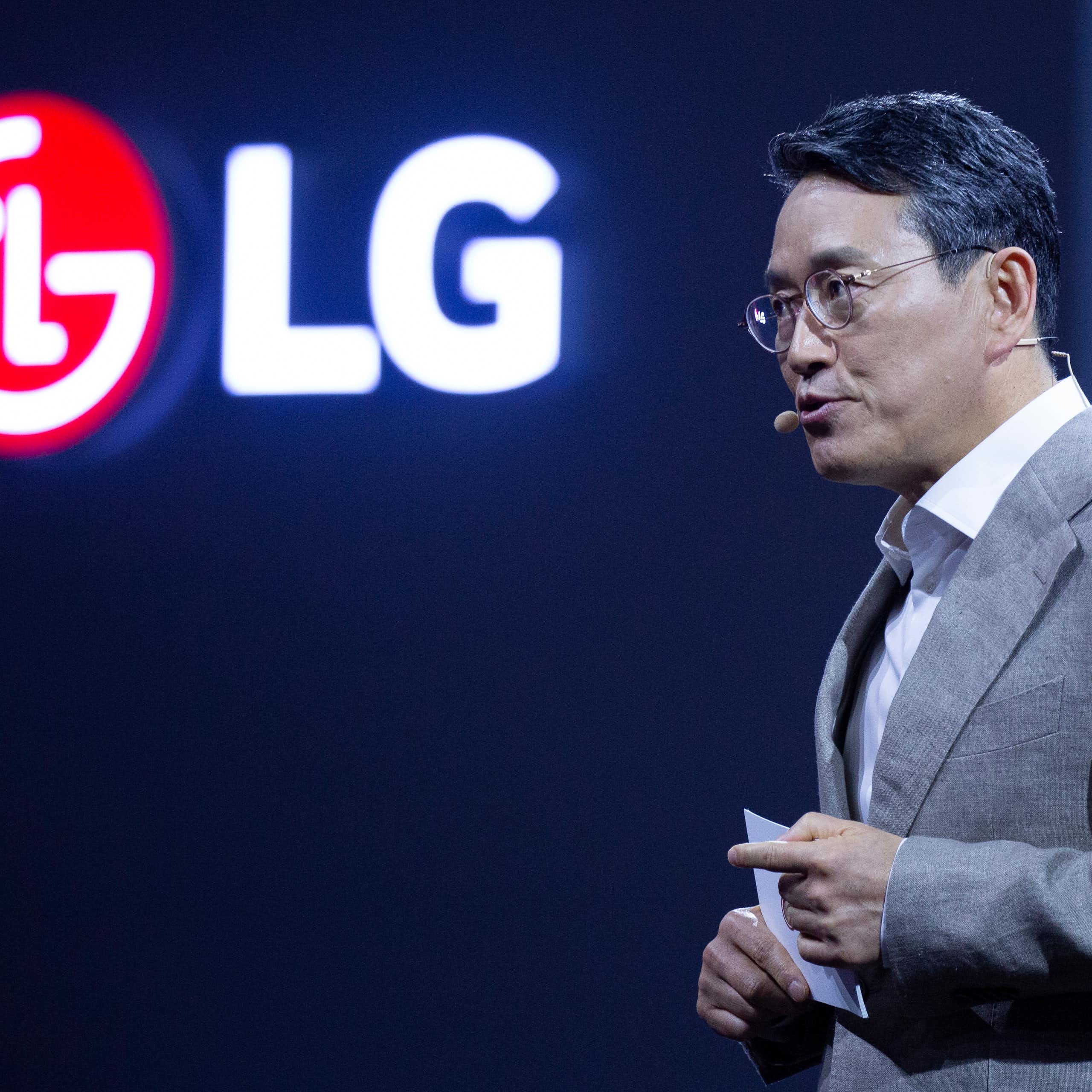 The CEO of LG Electronics, William Cho, speaks during a conference.