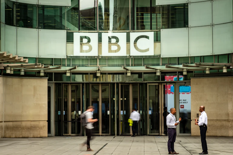 Front doors of BBC studios in London