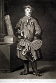 A drawing of Linnaeus in traditional Laplander dress.