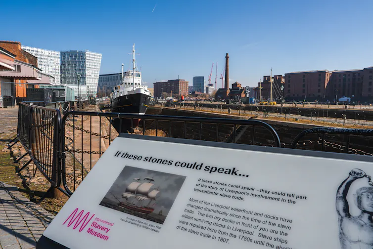 pane detailing slave ship history outside liverpool's museum of slavery
