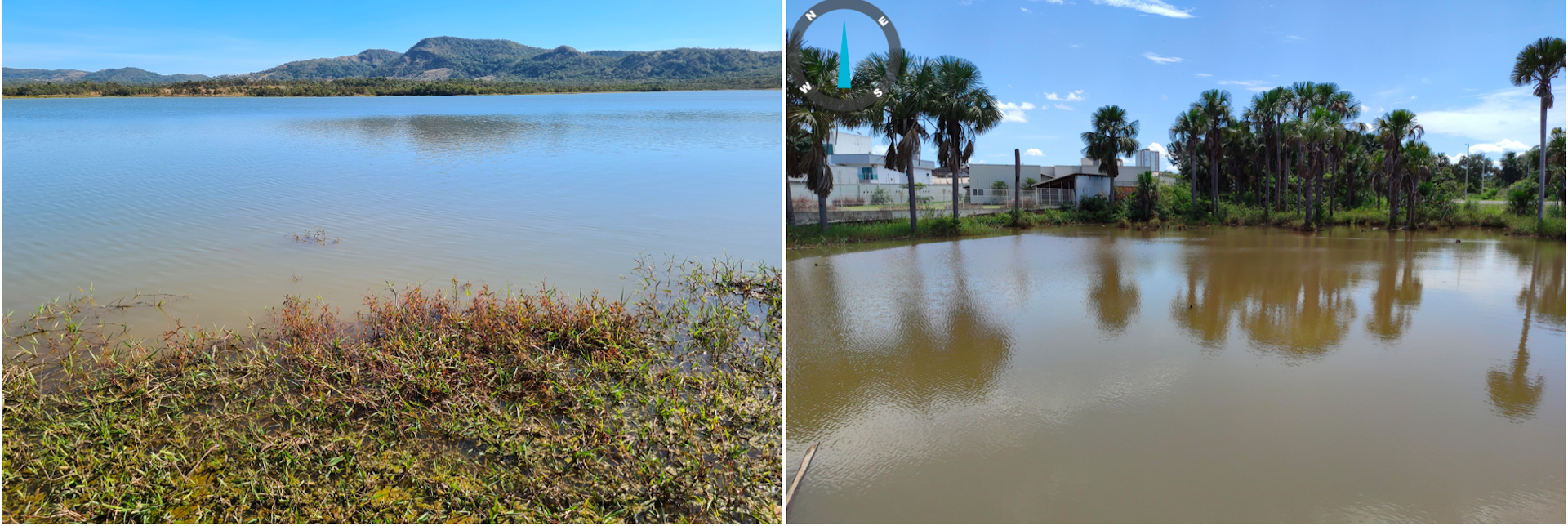 These two images taken in the state of Tocantins, northern Brazil, represent two contrasting scenarios of schistosomiasis. Two different endemic environments are represented: one, located in the nature park, where transmission is mainly
