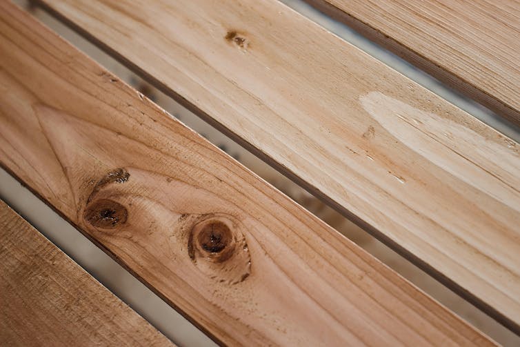 wooden slats with knots