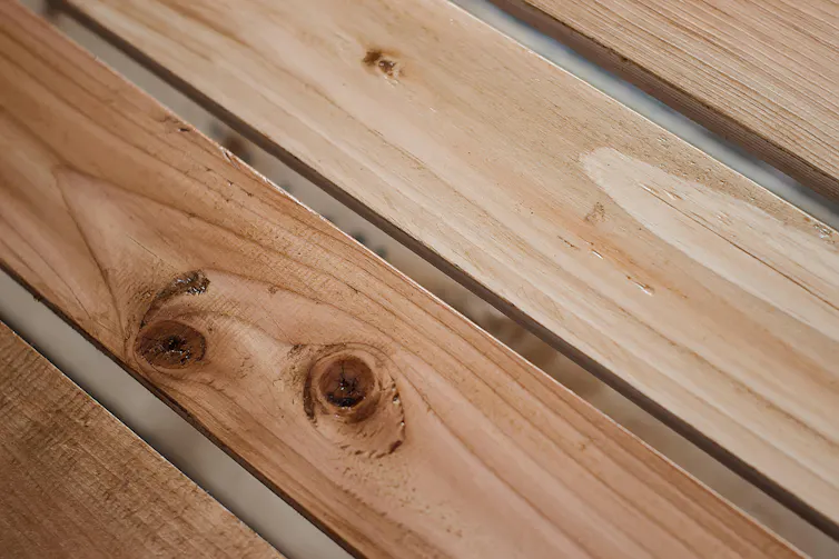 wooden slats with knots