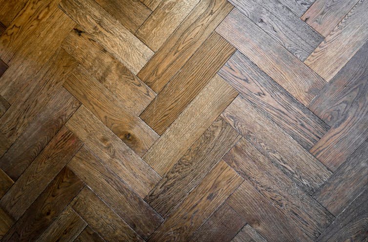 Parquetry-style floorboards