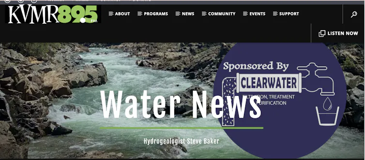 An online ad for a program, 'Water News,' on a public radio station.